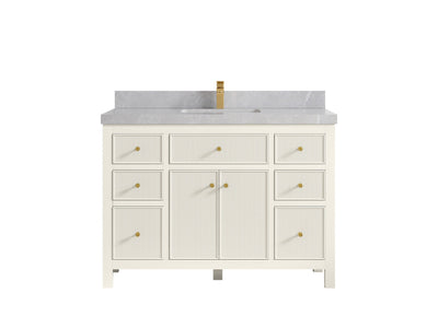 Sonoma 48 in. W x 22 in. D Single Sink Bathroom Vanity in Alabaster with 2 in. Pearl Light Gray Quartz Countertop