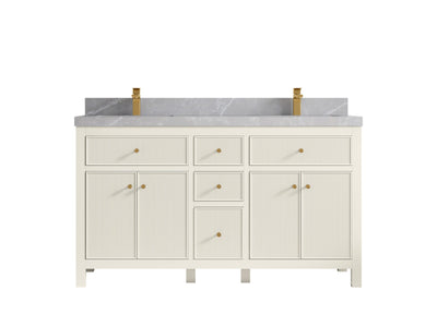 Sonoma 60 in W x 22 in D Free Standing Reeded Double Sink Bathroom Vanity