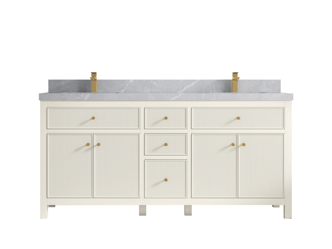 Sonoma 72 in W x 22 in D Free Standing Reeded Double Sink Bathroom Vanity