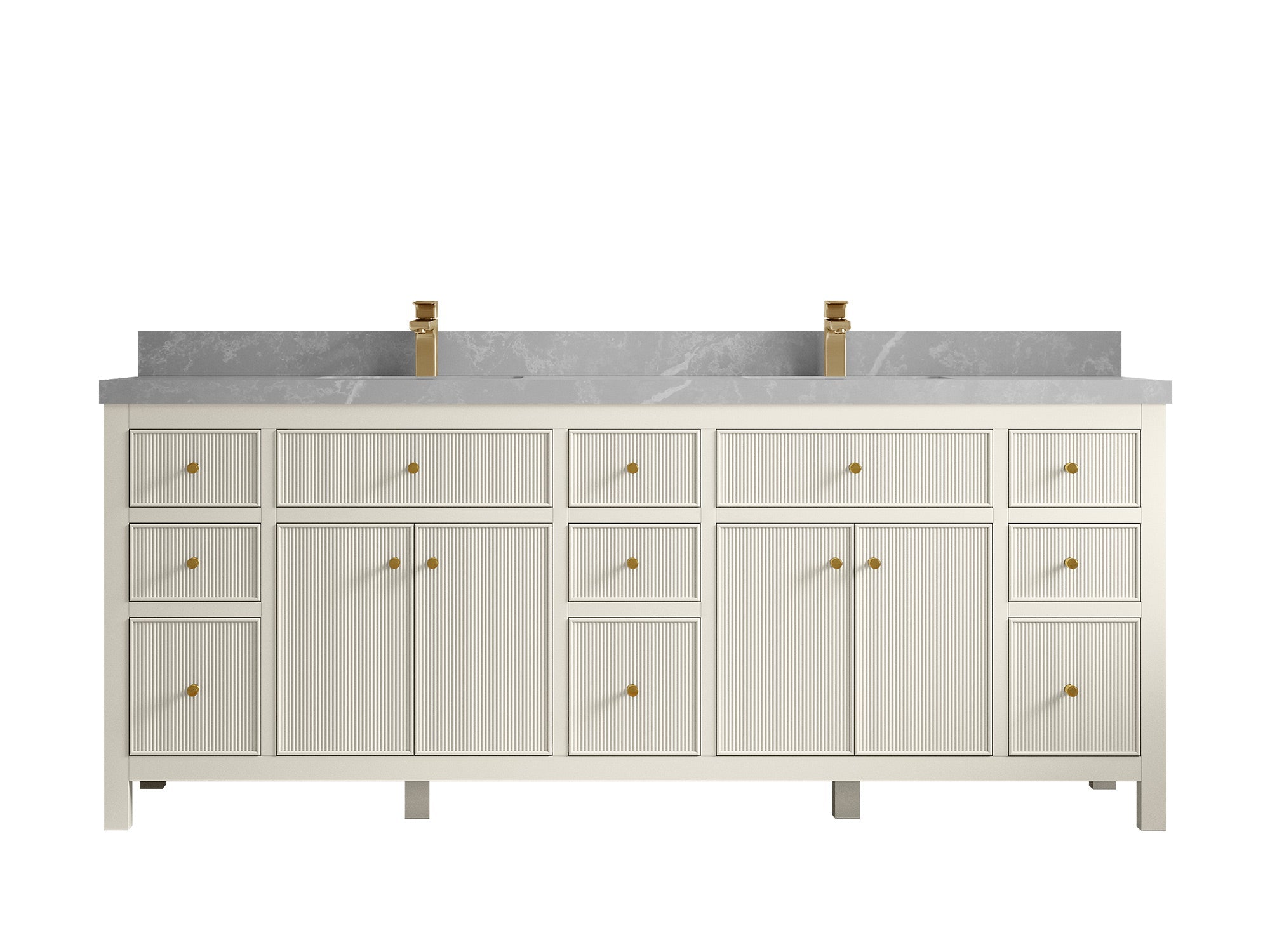Sonoma 84 in W x 22 in D Free Standing Reeded Double Sink Bathroom Vanity