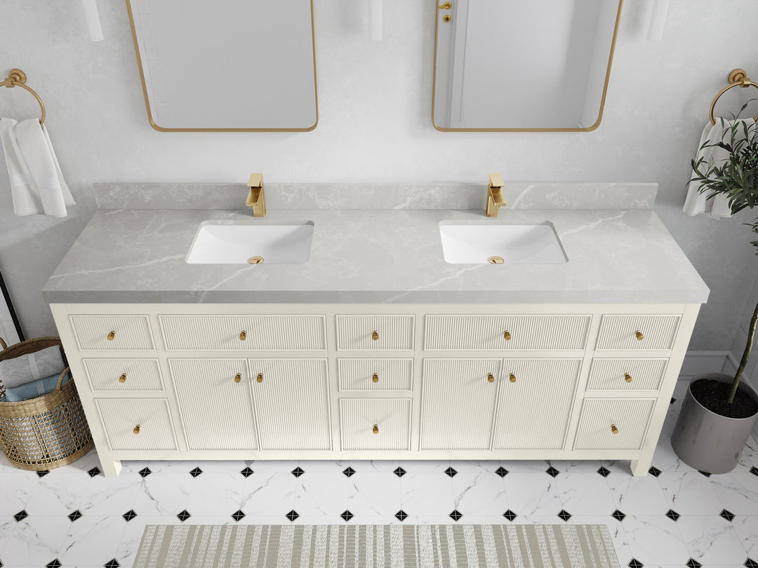 Sonoma 84 in W x 22 in D Free Standing Reeded Double Sink Bathroom Vanity