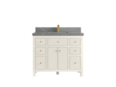 Sonoma 42 in. W x 22 in. D Single Sink Bathroom Vanity in Alabaster with 2 in. Piatra Gray Quartz Countertop