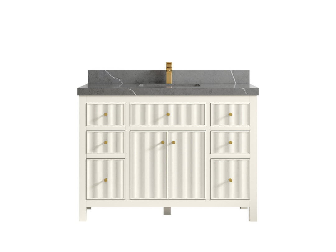 Sonoma 48 in. W x 22 in. D Single Sink Bathroom Vanity in Alabaster with 2 in. Piatra Gray Quartz Countertop
