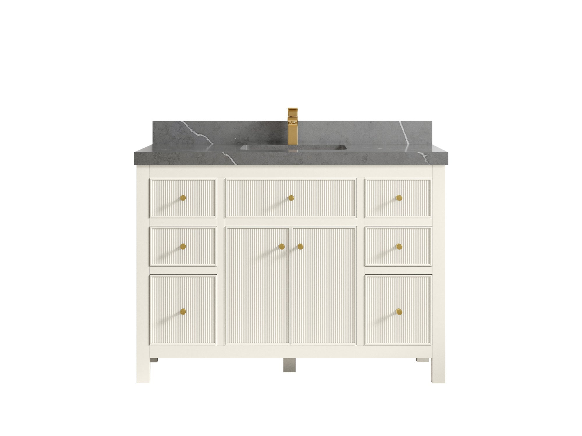 Sonoma 48 in. W x 22 in. D Single Sink Bathroom Vanity in Alabaster with 2 in. Piatra Gray Quartz Countertop