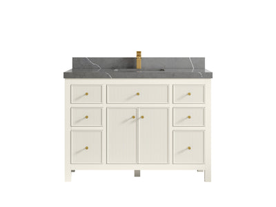 Sonoma 48 in. W x 22 in. D Single Sink Bathroom Vanity in Alabaster with 2 in. Piatra Gray Quartz Countertop
