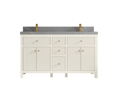 Sonoma 60 in W x 22 in D Free Standing Reeded Double Sink Bathroom Vanity