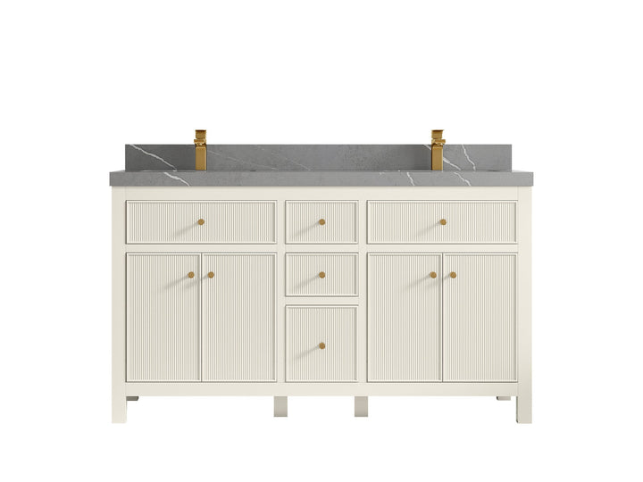Sonoma 60 in W x 22 in D Free Standing Reeded Double Sink Bathroom Vanity - photo 33