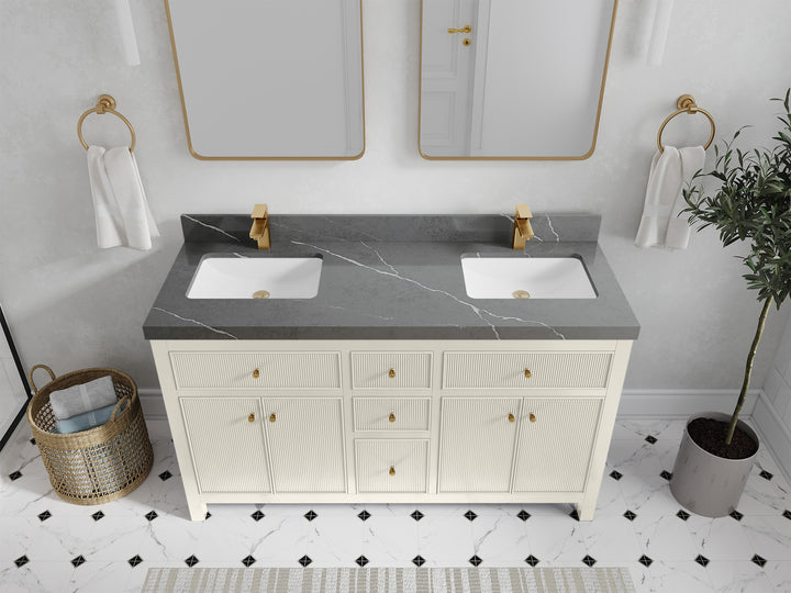 Sonoma 60 in W x 22 in D Free Standing Reeded Double Sink Bathroom Vanity - photo 32