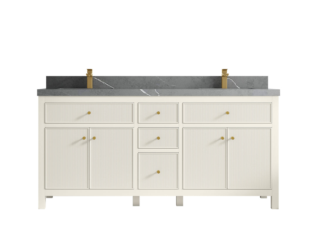 Sonoma 72 in W x 22 in D Free Standing Reeded Double Sink Bathroom Vanity