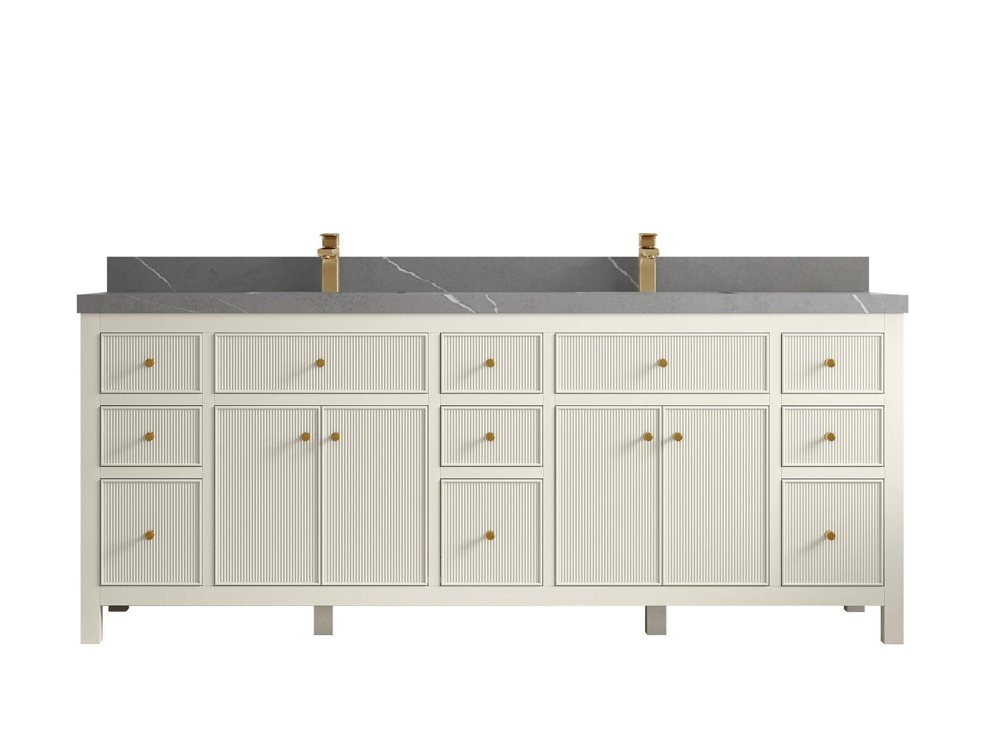 Sonoma 84 in W x 22 in D Free Standing Reeded Double Sink Bathroom Vanity