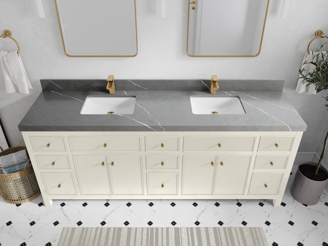Sonoma 84 in W x 22 in D Free Standing Reeded Double Sink Bathroom Vanity