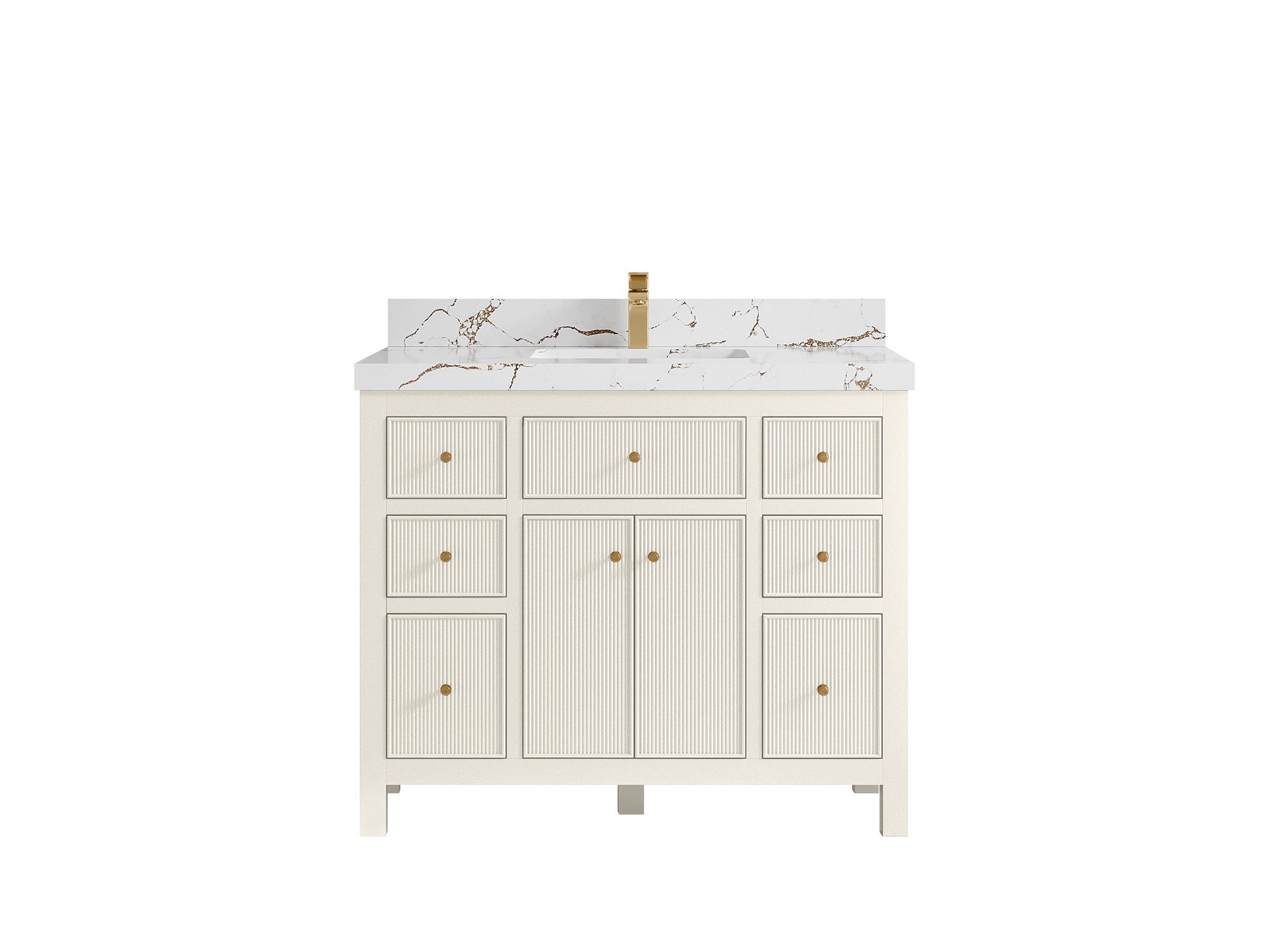 Sonoma 42 in. W x 22 in. D Single Sink Bathroom Vanity in Alabaster with 2 in. Viola Brown Quartz Countertop