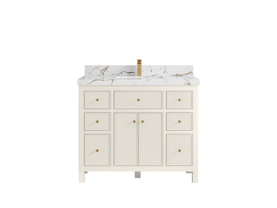 Sonoma 42 in. W x 22 in. D Single Sink Bathroom Vanity in Alabaster with 2 in. Viola Brown Quartz Countertop