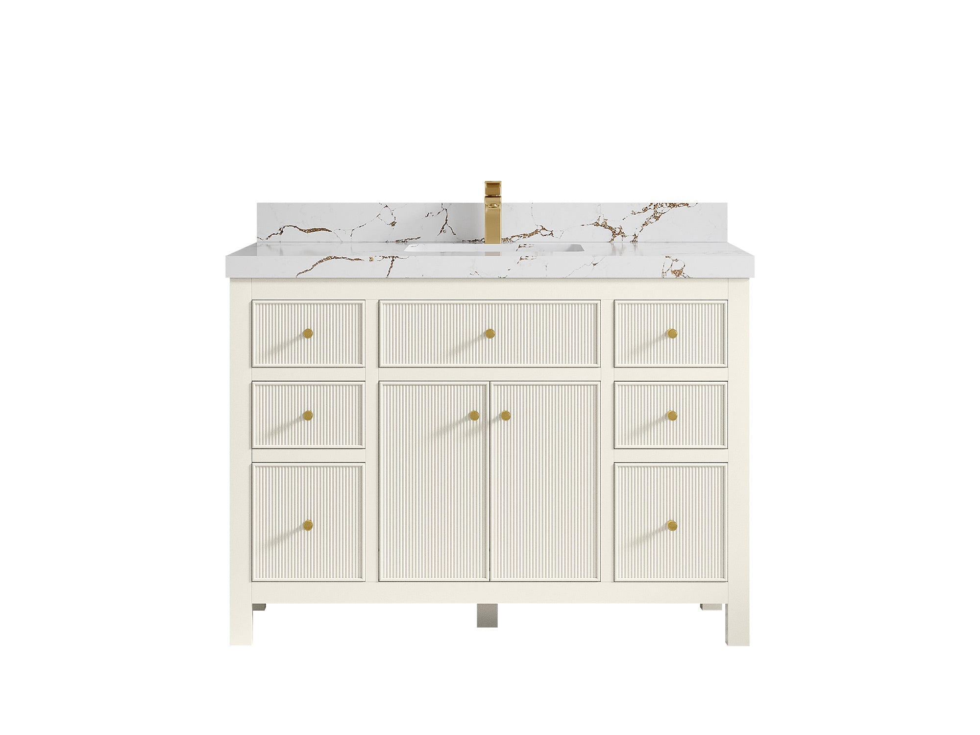 Sonoma 48 in. W x 22 in. D Single Sink Bathroom Vanity in Alabaster with 2 in. Viola Brown Quartz Countertop