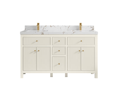 Sonoma 60 in W x 22 in D Free Standing Reeded Double Sink Bathroom Vanity
