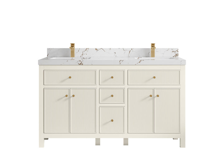 Sonoma 60 in W x 22 in D Free Standing Reeded Double Sink Bathroom Vanity - photo 35