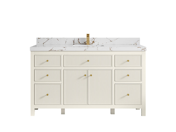 Sonoma 60 in W x 22 in D Free Standing Reeded Single Sink Bathroom Vanity - photo 35