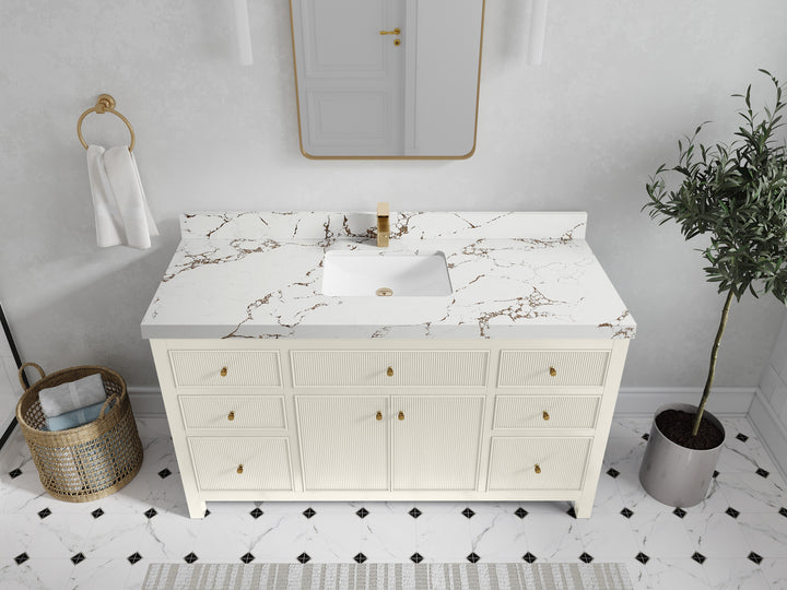 Sonoma 60 in W x 22 in D Free Standing Reeded Single Sink Bathroom Vanity - photo 34