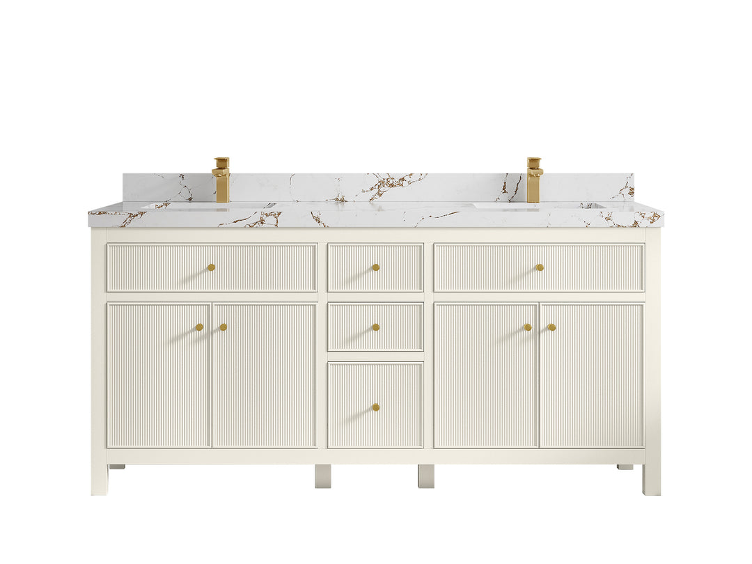 Sonoma 72 in W x 22 in D Free Standing Reeded Double Sink Bathroom Vanity