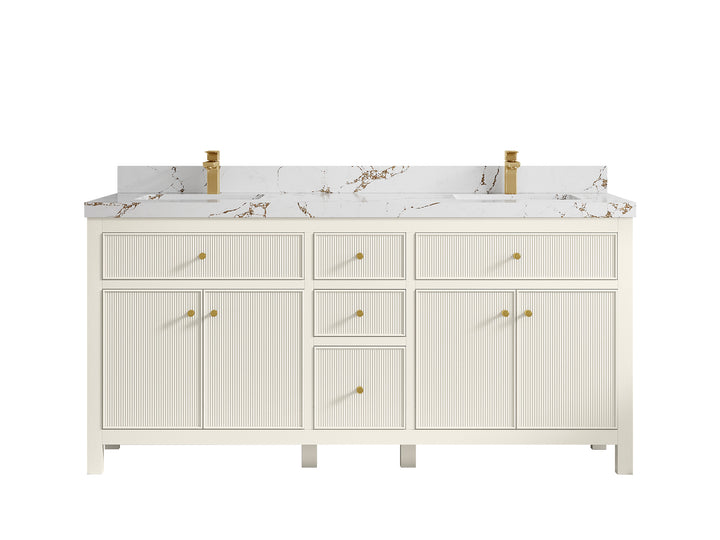 Sonoma 72 in W x 22 in D Free Standing Reeded Double Sink Bathroom Vanity - photo 35
