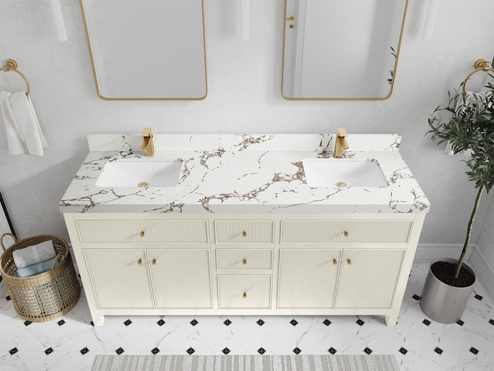 Sonoma 72 in W x 22 in D Free Standing Reeded Double Sink Bathroom Vanity - photo 34