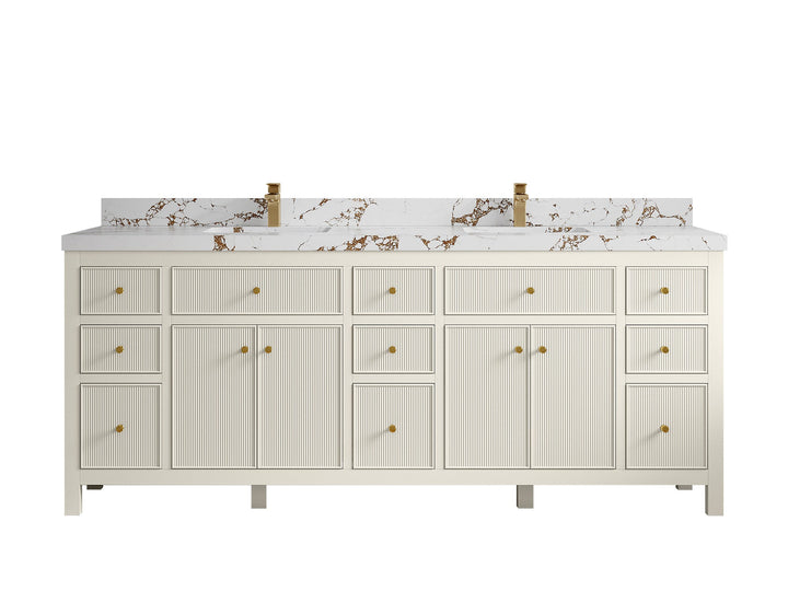 Sonoma 84 in W x 22 in D Free Standing Reeded Double Sink Bathroom Vanity - photo 35