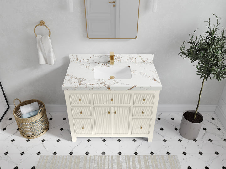 Sonoma 42 in W x 22 in D Free Standing Reeded Single Sink Bathroom Vanity - photo 36