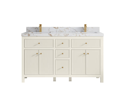 Sonoma 60 in W x 22 in D Free Standing Reeded Double Sink Bathroom Vanity