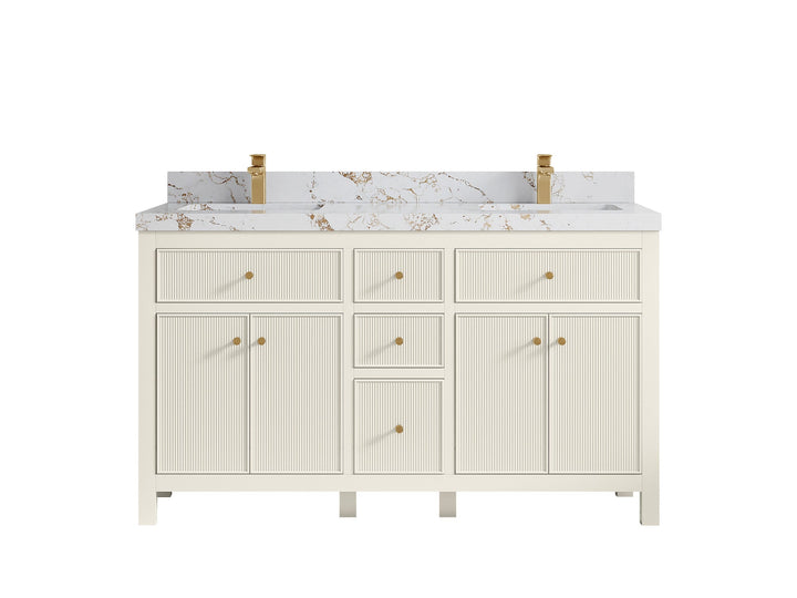 Sonoma 60 in W x 22 in D Free Standing Reeded Double Sink Bathroom Vanity - photo 37