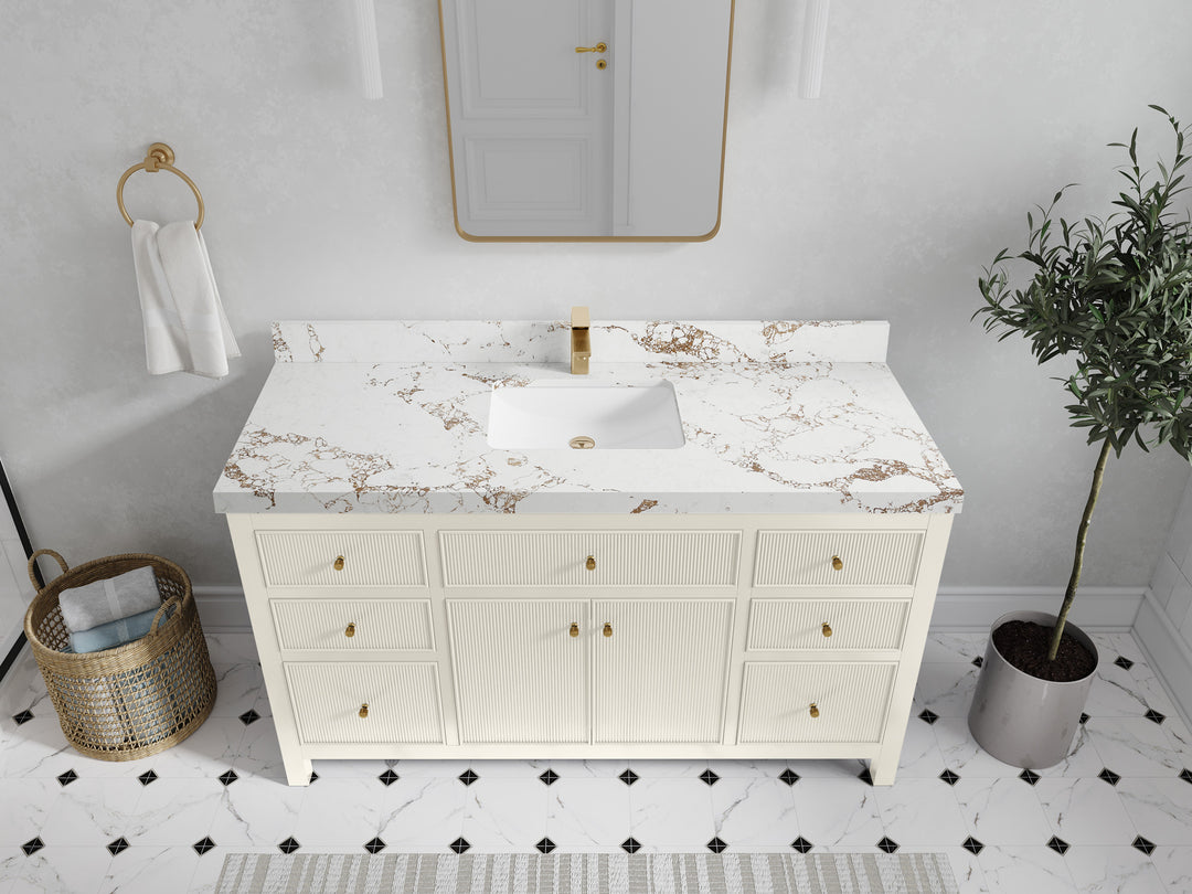 Sonoma 60 in W x 22 in D Free Standing Reeded Single Sink Bathroom Vanity