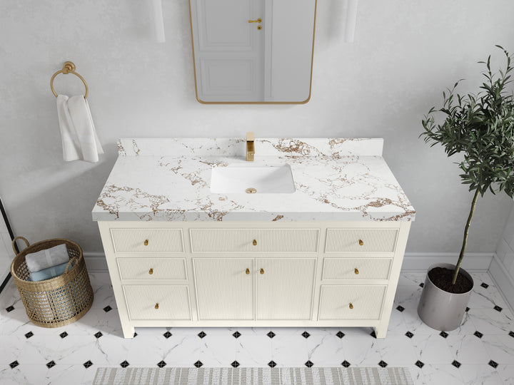 Sonoma 60 in W x 22 in D Free Standing Reeded Single Sink Bathroom Vanity - photo 36