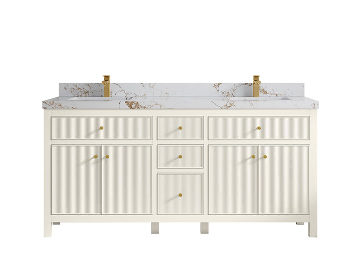 Sonoma 72 in W x 22 in D Free Standing Reeded Double Sink Bathroom Vanity - photo 37