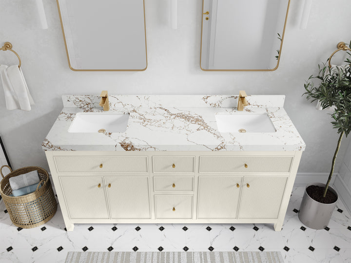 Sonoma 72 in W x 22 in D Free Standing Reeded Double Sink Bathroom Vanity - photo 36