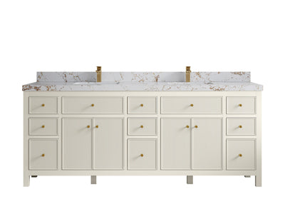 Sonoma 84 in W x 22 in D Free Standing Reeded Double Sink Bathroom Vanity