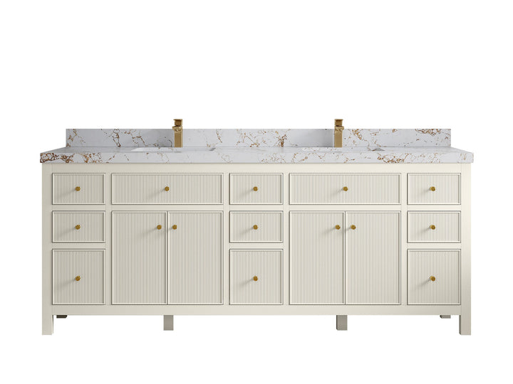 Sonoma 84 in W x 22 in D Free Standing Reeded Double Sink Bathroom Vanity - photo 37