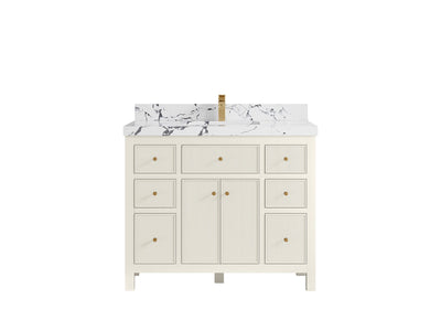 Sonoma 42 in. W x 22 in. D Single Sink Bathroom Vanity in Alabaster with 2 in. Viola Night Quartz Countertop