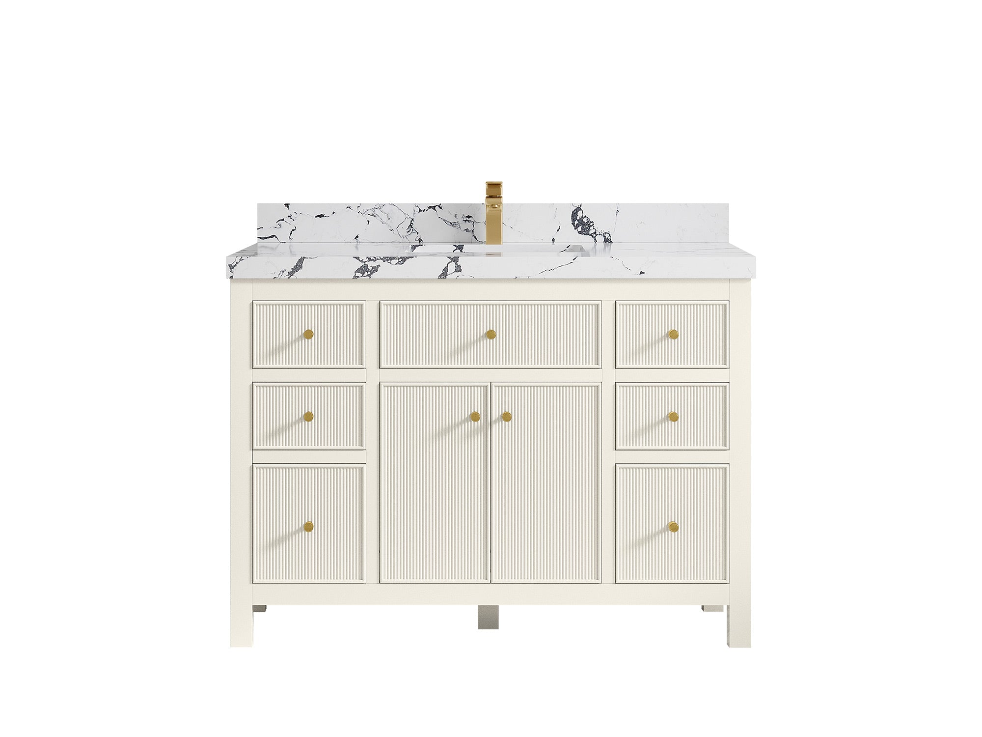 Sonoma 48 in. W x 22 in. D Single Sink Bathroom Vanity in Alabaster with 2 in. Viola Night Quartz Countertop