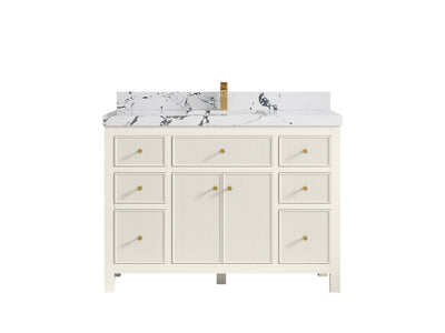 Sonoma 48 in. W x 22 in. D Single Sink Bathroom Vanity in Alabaster with 2 in. Viola Night Quartz Countertop