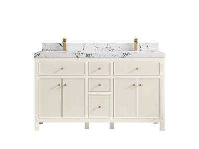 Sonoma 60 in W x 22 in D Free Standing Reeded Double Sink Bathroom Vanity