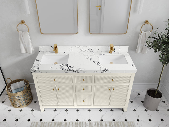 Sonoma 60 in W x 22 in D Free Standing Reeded Double Sink Bathroom Vanity - photo 38