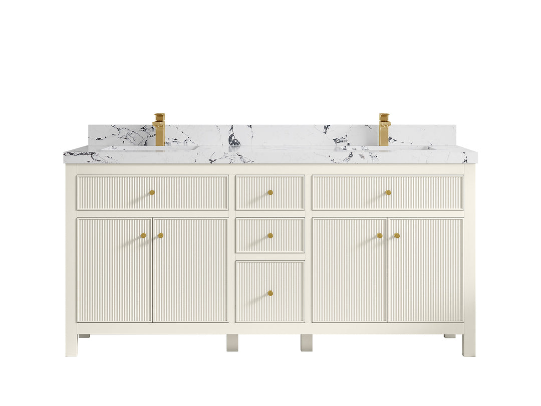 Sonoma 72 in W x 22 in D Free Standing Reeded Double Sink Bathroom Vanity