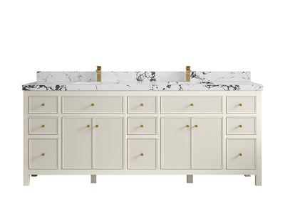 Sonoma 84 in W x 22 in D Free Standing Reeded Double Sink Bathroom Vanity