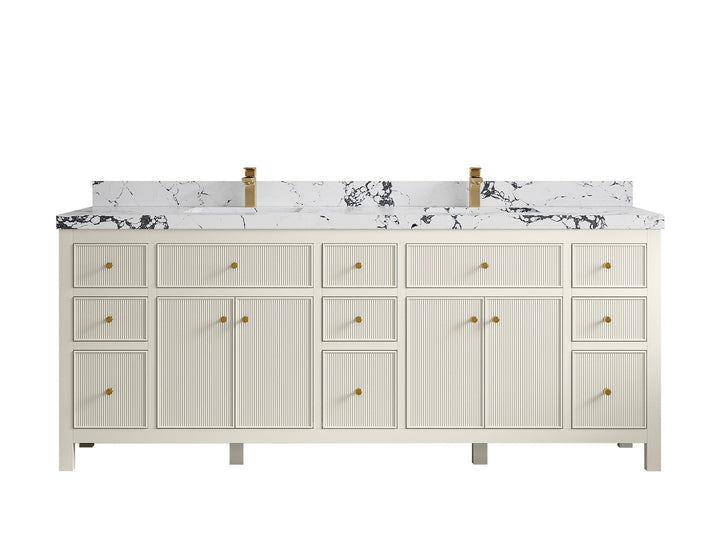 Sonoma 84 in W x 22 in D Free Standing Reeded Double Sink Bathroom Vanity - photo 39