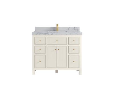 Sonoma 42 in. W x 22 in. D Single Sink Bathroom Vanity in Alabaster with 2 in. Venatino Quartz Countertop