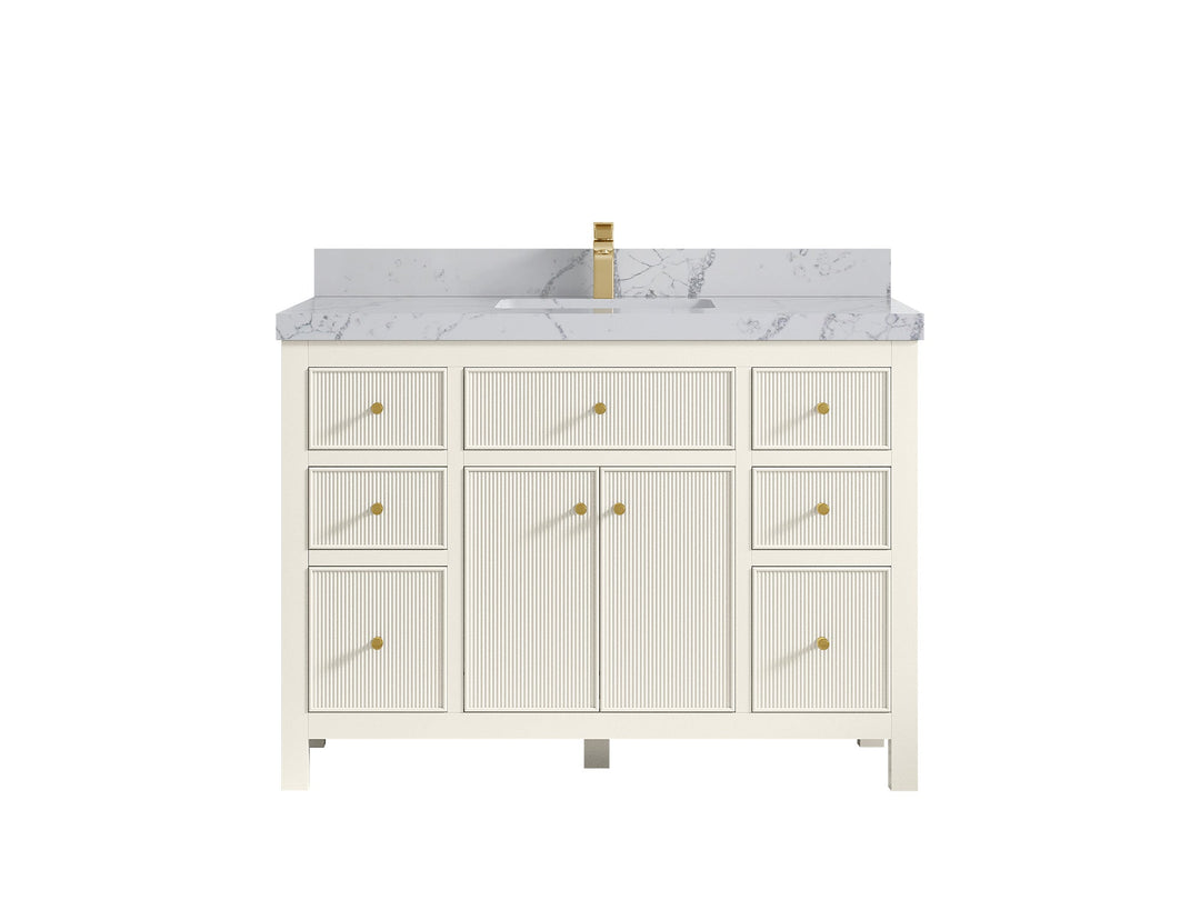 Sonoma 48 in. W x 22 in. D Single Sink Bathroom Vanity in Alabaster with 2 in. Venatino Quartz Countertop