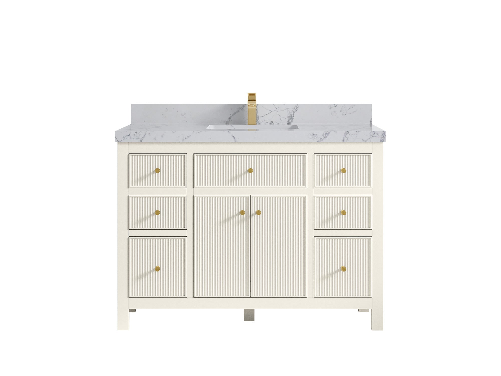 Sonoma 48 in. W x 22 in. D Single Sink Bathroom Vanity in Alabaster with 2 in. Venatino Quartz Countertop