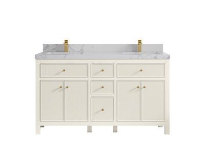 Sonoma 60 in W x 22 in D Free Standing Reeded Double Sink Bathroom Vanity