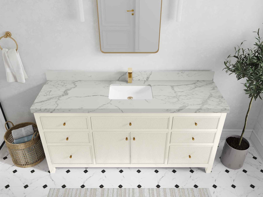 Sonoma 72 in W x 22 in D Free Standing Reeded Single Sink Bathroom Vanity