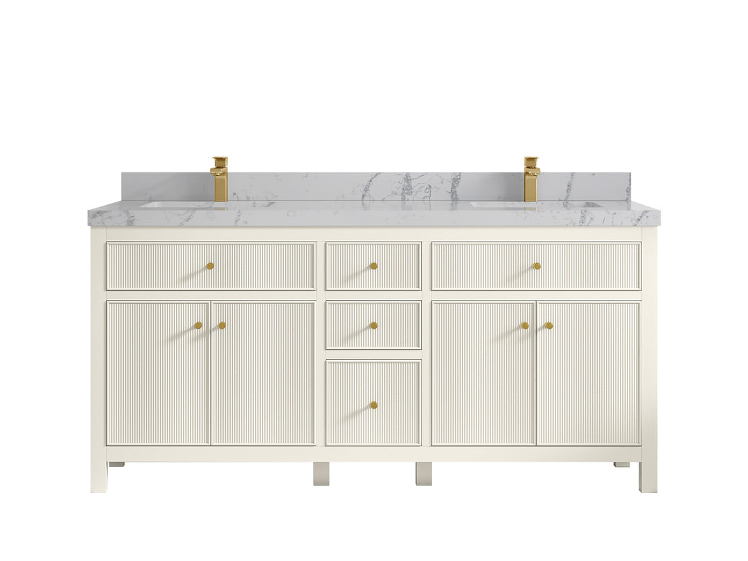 Sonoma 72 in W x 22 in D Free Standing Reeded Double Sink Bathroom Vanity