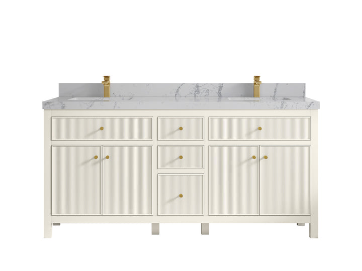 Sonoma 72 in W x 22 in D Free Standing Reeded Double Sink Bathroom Vanity - photo 41
